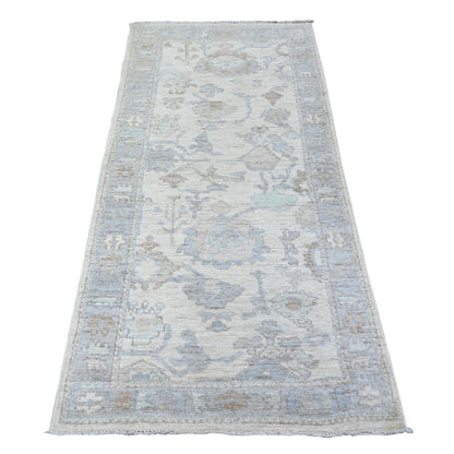 Oushak And Peshawar Wool Hand Knotted Rug Ivory Gray 3.1X6.2 -O088456