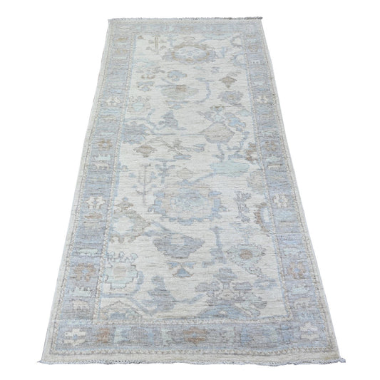 Oushak And Peshawar Wool Hand Knotted Rug Ivory Gray 3.1X6.2 -O088456