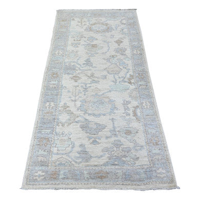 Oushak And Peshawar Wool Hand Knotted Rug Ivory Gray 3.1X6.2 -O088456