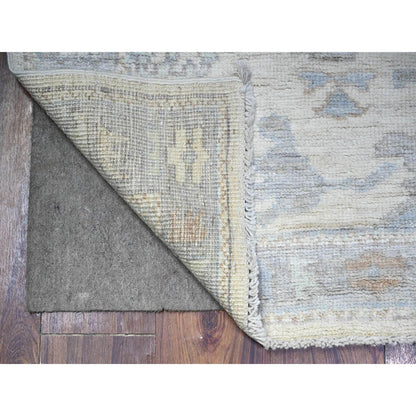 Oushak And Peshawar Wool Hand Knotted Rug Ivory Gray 3.1X6.2 -O088456