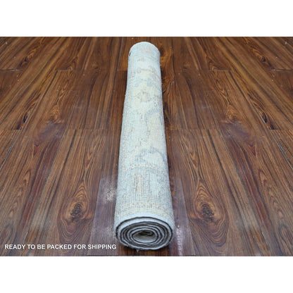 Oushak And Peshawar Wool Hand Knotted Rug Ivory Gray 3.1X6.2 -O088456