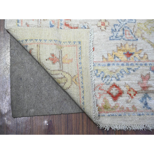 Oushak And Peshawar Wool Hand Knotted Rug Grey Gray 2.10X10.0 -O088458