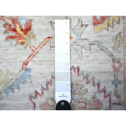 Oushak And Peshawar Wool Hand Knotted Rug Grey Gray 2.10X10.0 -O088458