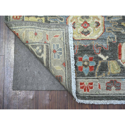 Oushak And Peshawar Wool Hand Knotted Rug Grey Gray 2.7X8.0 -O088465