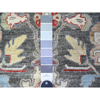 Oushak And Peshawar Wool Hand Knotted Rug Grey Gray 2.7X8.0 -O088465