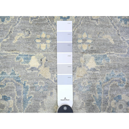 Oushak And Peshawar Wool Hand Knotted Rug Grey Gray 2.8X19.9 -O088466
