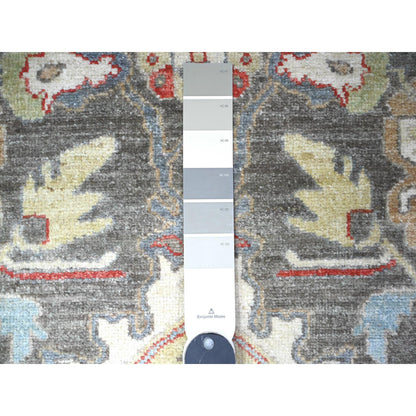 Oushak And Peshawar Wool Hand Knotted Rug Grey Gray 2.8X11.10 -O088468