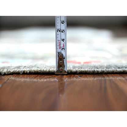 Oushak And Peshawar Wool Hand Knotted Rug Grey Gray 2.8X11.10 -O088468