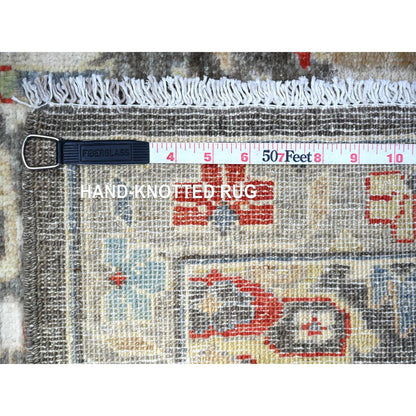 Oushak And Peshawar Wool Hand Knotted Rug Grey Gray 2.8X11.10 -O088468