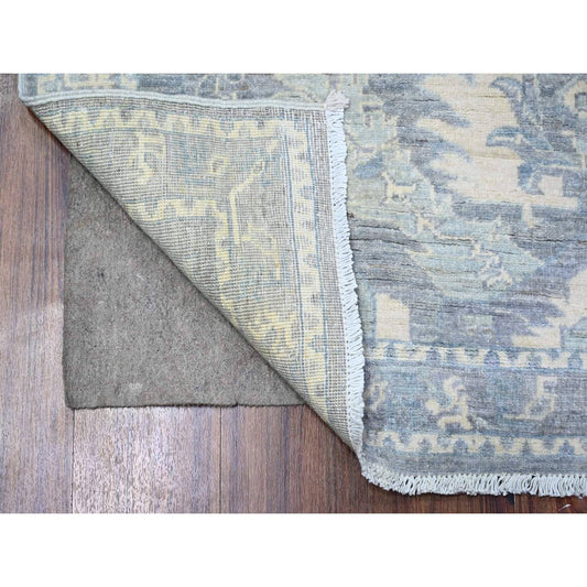 Oushak And Peshawar Wool Hand Knotted Rug Grey Gray 4.0X9.2 -O088470