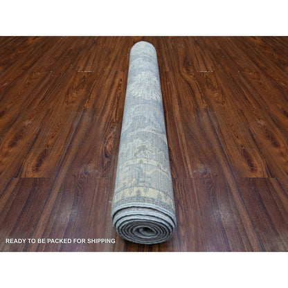 Oushak And Peshawar Wool Hand Knotted Rug Grey Gray 4.0X9.2 -O088470