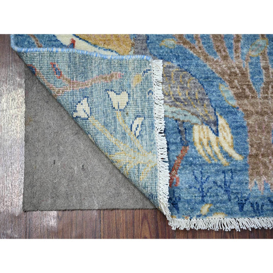 Oushak And Peshawar Wool Hand Knotted Rug Blue no 2.5X9.0 -O088474
