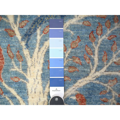 Oushak And Peshawar Wool Hand Knotted Rug Blue no 2.5X9.0 -O088474