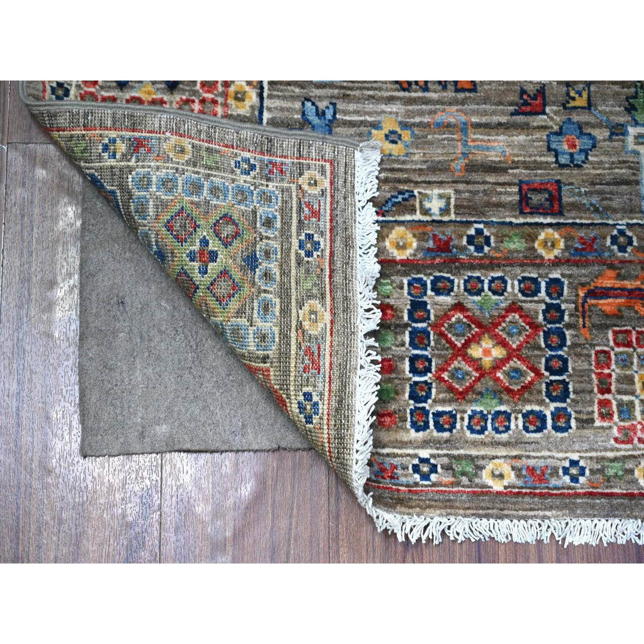 Oushak And Peshawar Wool Hand Knotted Rug Grey Gray 3.10X5.9 -O088481