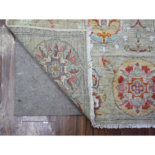 Oushak And Peshawar Wool Hand Knotted Rug Grey No Border 4.0X5.11 -O088483