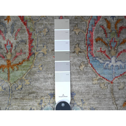 Oushak And Peshawar Wool Hand Knotted Rug Grey No Border 4.0X5.11 -O088483