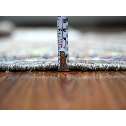 Oushak And Peshawar Wool Hand Knotted Rug Grey Ivory 4.1X5.11 -O088484