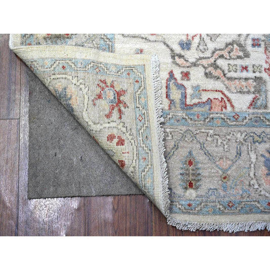 Oushak And Peshawar Wool Hand Knotted Rug Grey Shark Gray 4.0X5.10 -O088486
