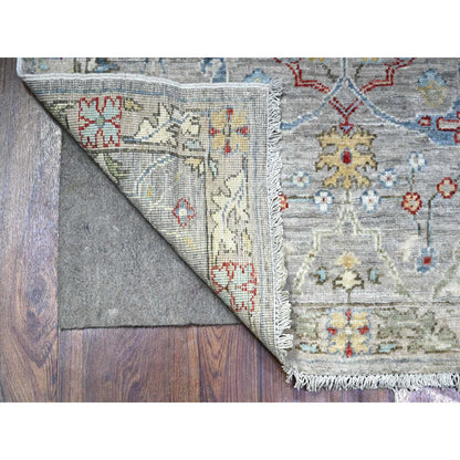 Oushak And Peshawar Wool Hand Knotted Rug Grey Gray 3.0X9.10 -O088488