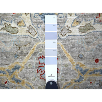 Oushak And Peshawar Wool Hand Knotted Rug Grey Gray 3.0X9.10 -O088488