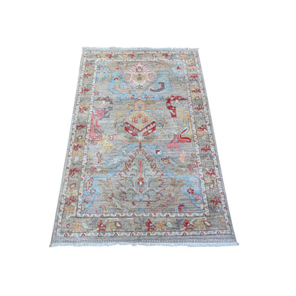 Oushak And Peshawar Wool Hand Knotted Rug Grey Gray 3.0X4.8 -O088489