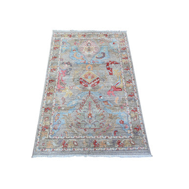 Oushak And Peshawar Wool Hand Knotted Rug Grey Gray 3.0X4.8 -O088489
