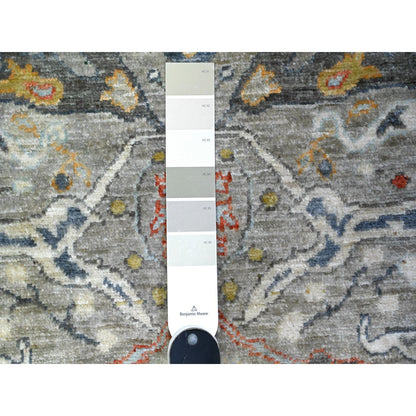 Oushak And Peshawar Wool Hand Knotted Rug Grey Ivory 3.0X4.9 -O088491