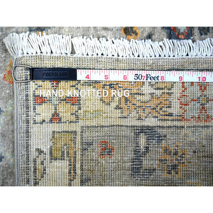 Oushak And Peshawar Wool Hand Knotted Rug Grey Ivory 3.0X4.9 -O088491