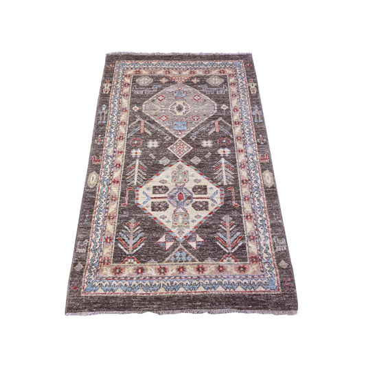 Oushak And Peshawar Wool Hand Knotted Rug Grey Gray 3.1X4.10 -O088493