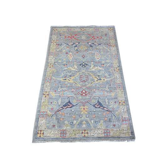 Oushak And Peshawar Wool Hand Knotted Rug Grey Gray 3.0X4.10 -O088494