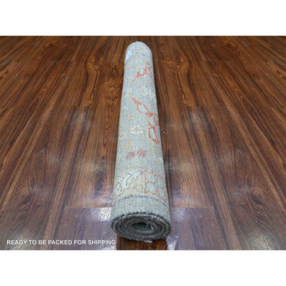 Oushak And Peshawar Wool Hand Knotted Rug Grey Gray 3.0X4.10 -O088494
