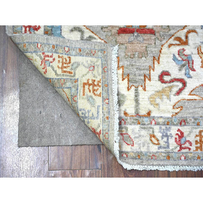 Oushak And Peshawar Wool Hand Knotted Rug Grey Ivory 2.7X6.1 -O088496