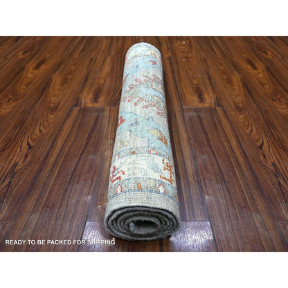 Oushak And Peshawar Wool Hand Knotted Rug Grey Ivory 2.7X6.1 -O088496