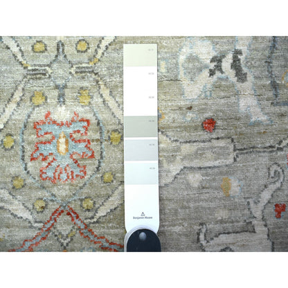 Oushak And Peshawar Wool Hand Knotted Rug Grey Ivory 3.1X4.11 -O088497