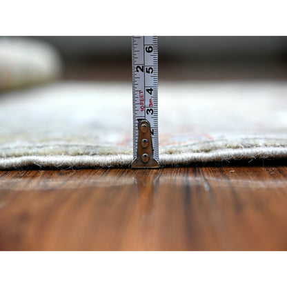 Oushak And Peshawar Wool Hand Knotted Rug Grey Ivory 3.1X4.11 -O088497