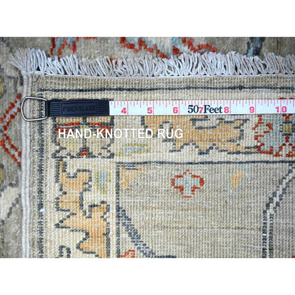 Oushak And Peshawar Wool Hand Knotted Rug Grey Ivory 3.1X4.11 -O088497