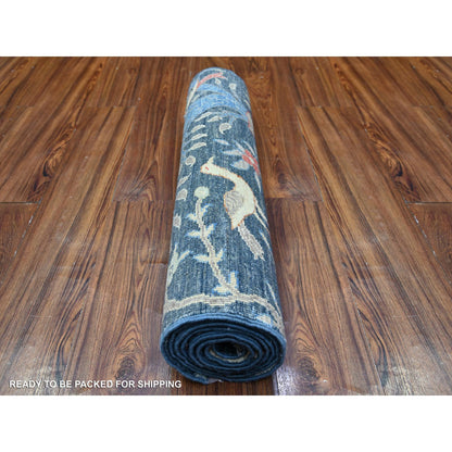 Oushak And Peshawar Wool Hand Knotted Rug Blue No Border 2.6X7.10 -O088499