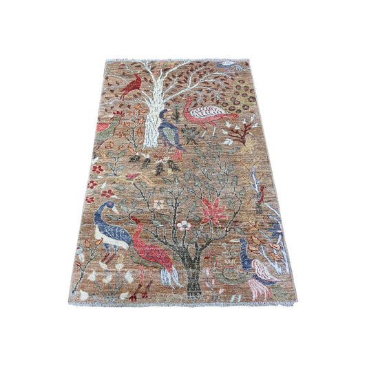 Oushak And Peshawar Wool Hand Knotted Rug Brown No Border 3.0X4.9 -O088500