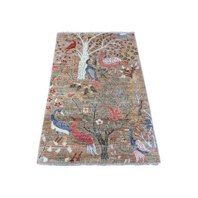 Oushak And Peshawar Wool Hand Knotted Rug Brown No Border 3.0X4.9 -O088500