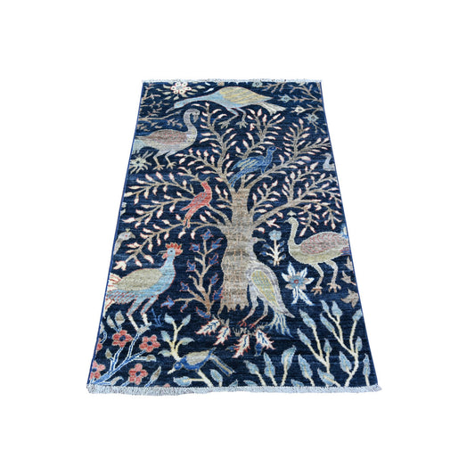 Oushak And Peshawar Wool Hand Knotted Rug Blue No Border 2.10X4.9 -O088501