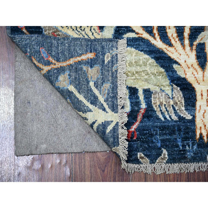 Oushak And Peshawar Wool Hand Knotted Rug Blue No Border 2.6X9.7 -O088502