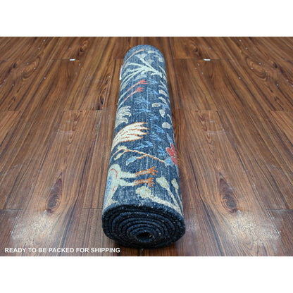 Oushak And Peshawar Wool Hand Knotted Rug Blue No Border 2.7X10.0 -O088504