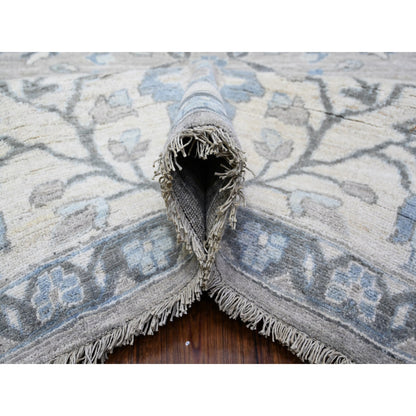 Oushak And Peshawar Wool Hand Knotted Rug Grey Ivory 10.0X13.3 -O088506