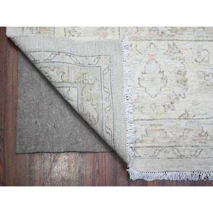 Oushak And Peshawar Wool Hand Knotted Rug Grey Ivory 8.10X11.10 -O088508