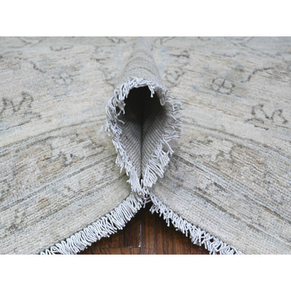 Oushak And Peshawar Wool Hand Knotted Rug Grey Ivory 8.10X11.10 -O088508