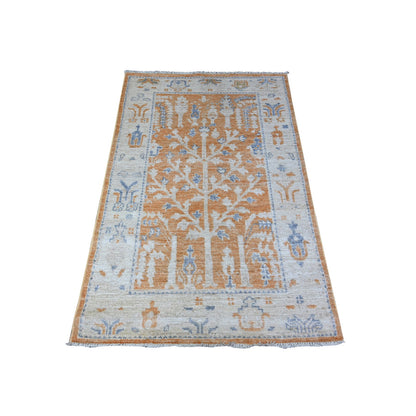 Oushak And Peshawar Wool Hand Knotted Rug Orange Silver 3.1X4.9 -O088510