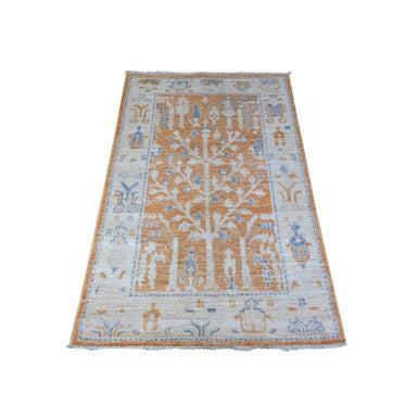 Oushak And Peshawar Wool Hand Knotted Rug Orange Silver 3.1X4.9 -O088510