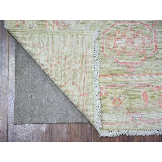 Oushak And Peshawar Wool Hand Knotted Rug Green Green 3.0X4.10 -O088516