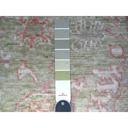 Oushak And Peshawar Wool Hand Knotted Rug Green Green 3.0X4.10 -O088516