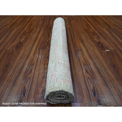 Oushak And Peshawar Wool Hand Knotted Rug Green Green 3.0X4.10 -O088516